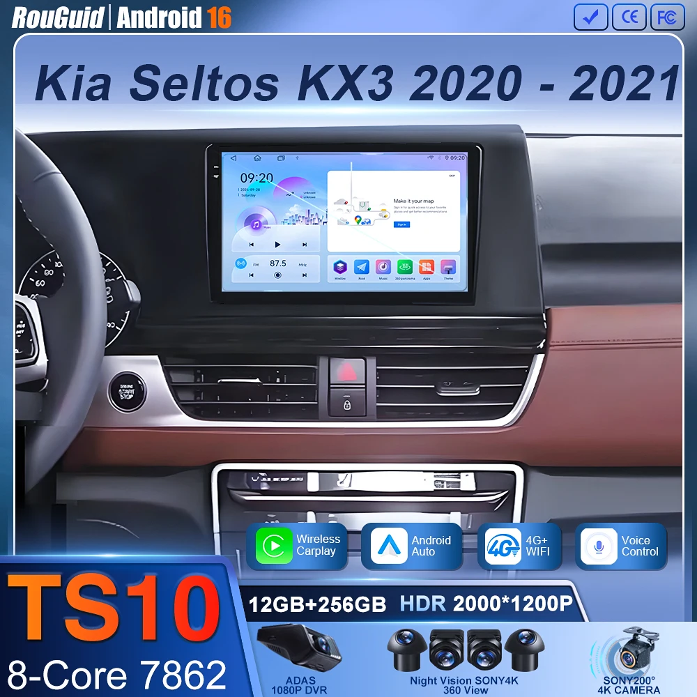 Android 16 For Kia Seltos KX3 2020 - 2021 Wireless CarPlay Multimedia Car Radio BT No 2din DVD Player Screen GPS Navigation