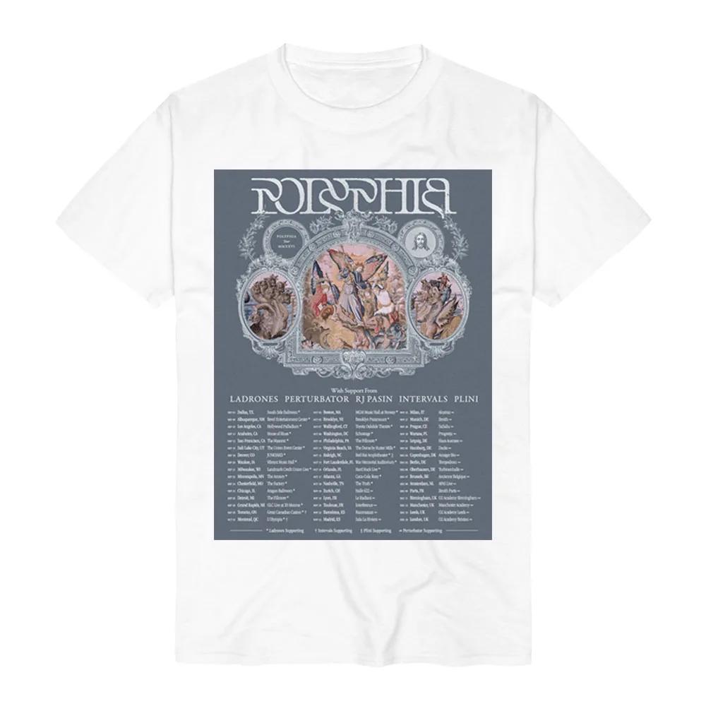 Polyphia 2026 Complete World Tour T-shirt Classical Religious Mural Style Round Neck Comfortable Cotton Graphic Printing Unisex