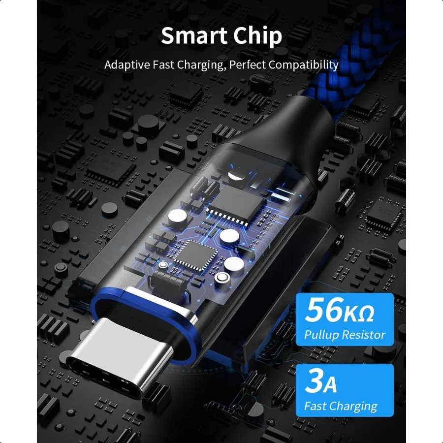 كابل etguuds USB A إلى USB C 5 عبوات 3 3 6 6 10 قدم شحن سريع من النوع C سلك شاحن لهاتف iPhone 16 15 Pro Max Plus لهاتف Samsun