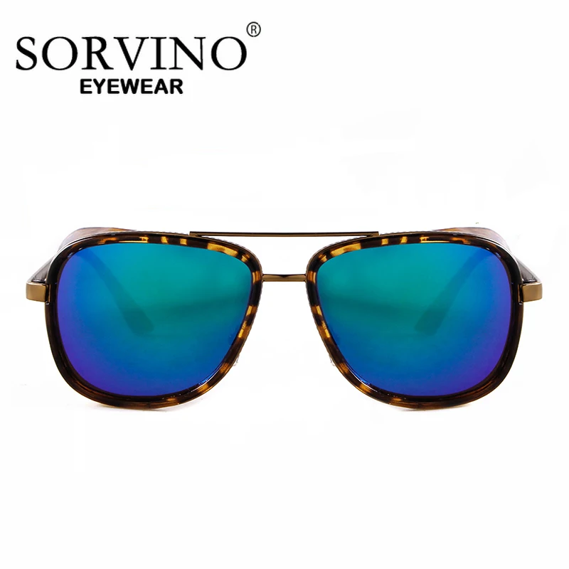SORVINO Iron Man Sunglasses Fashion Steam Punk Goggle Reflective Coating Cool Sun Glasses for Women Men Leopard Eyewear view 3