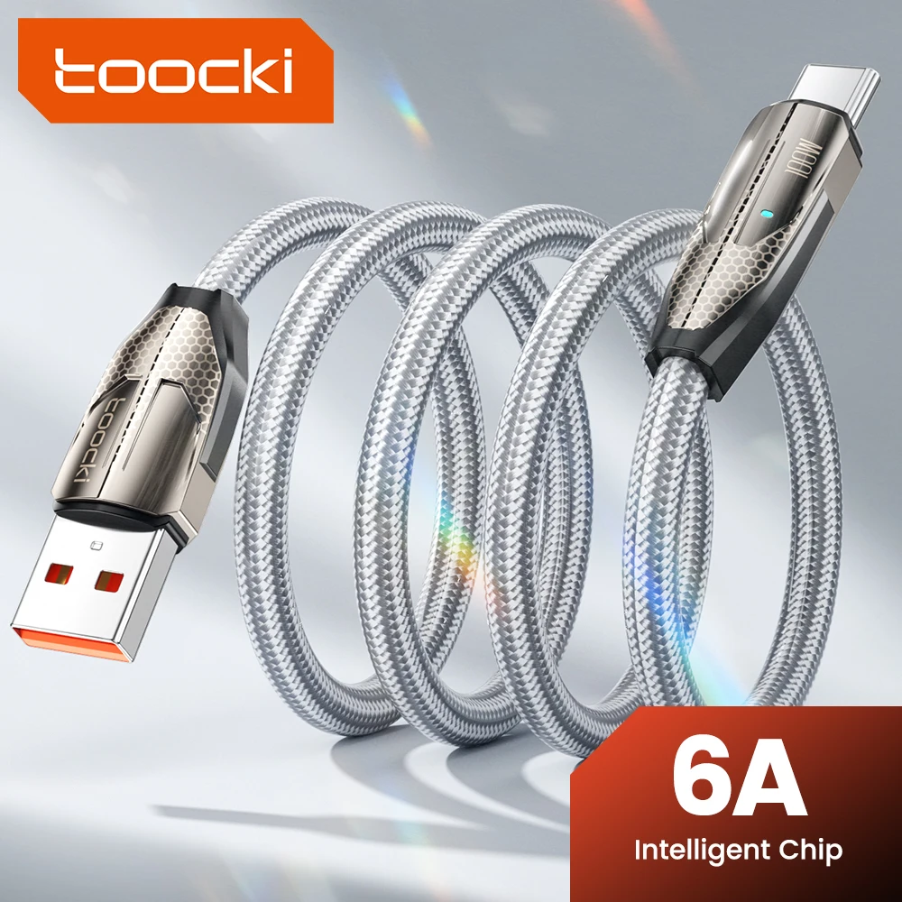 Toocki 6A USB Typ C Kabel 100W Schnelle Lade Für Huawei P50 Mate50 Mate40 Nova Serie Honor Xiaomi Realme redmi POCO Daten Draht