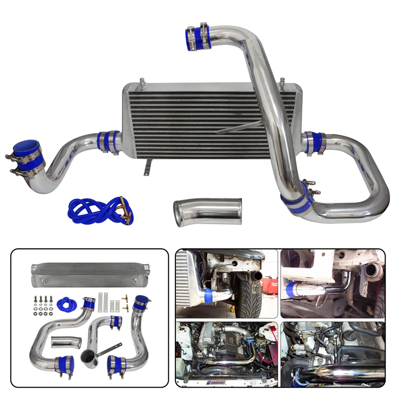 Upgrade Intercooler w/ Aluminum Piping Pipe Kit Fits For Nissan Skyline R32 R33 R34 GTST RB20 RB25DET 93-98 Blue / Black /Red