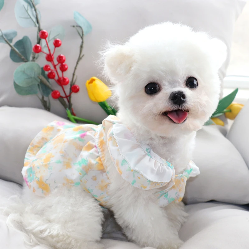 Puppy Summer Clothes Dog Fancy Dress for Small Breeds Dogs Pet Short Skirt Pomeranian One Piece Ropa Perro Costume Roupa Vestido