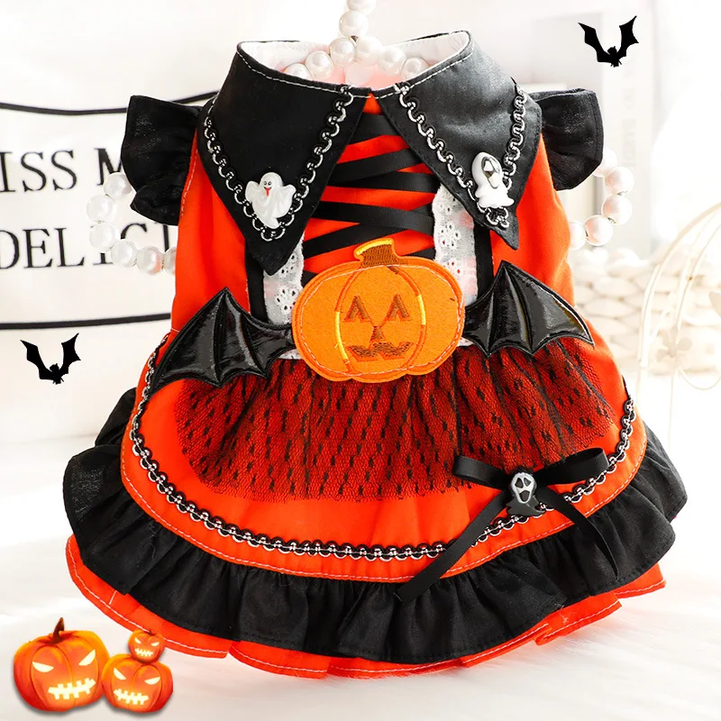 Halloween Skirt Dog Clothes Dress Fashion Lolita Dogs Clothing Kawaii Small Pet Ghosts Costume Autumn Winter Ropa Para Perro