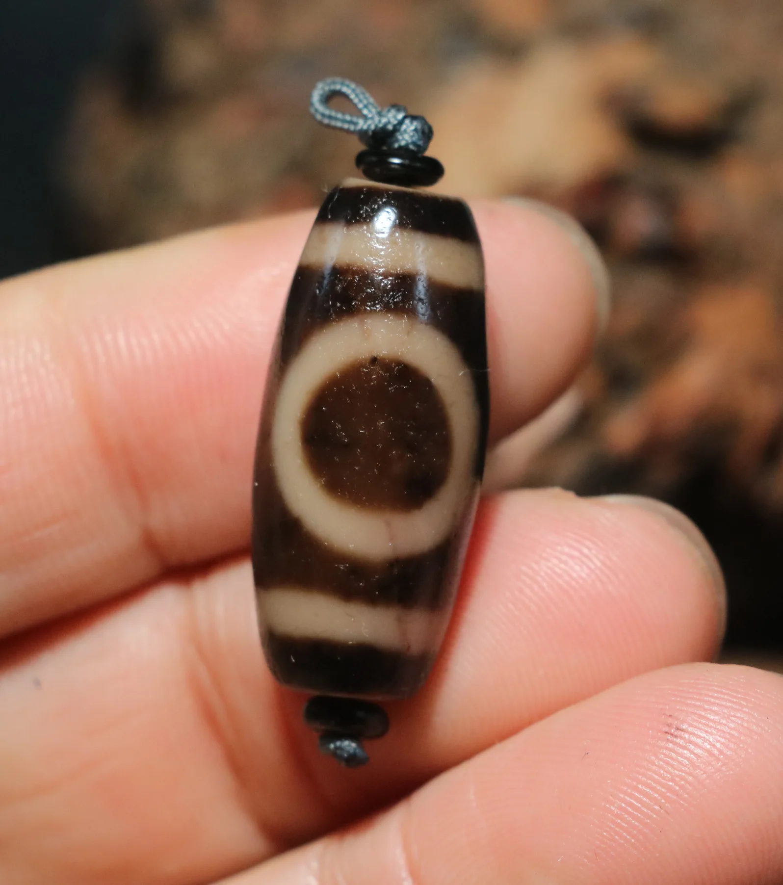 Ultra Energy Tibetan Old Agate Ivory Color Heaven&Earth Harmonious dZi Bead Top LKbrother Talisman