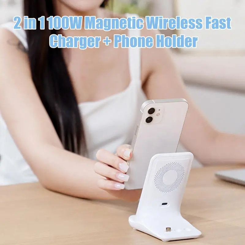 Magnetic Fast Charger 100W Fast Phone Charging Station Vertical Cell Phone Charger Wireless Charging Dock Multifunctional Cell