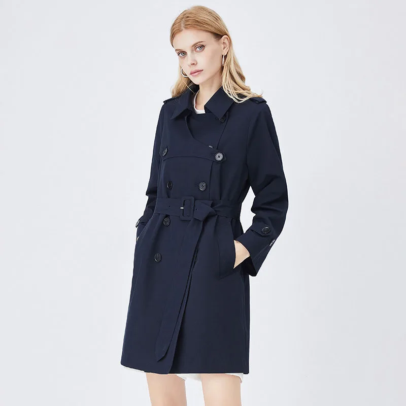 Mid-length trench coat for women 2024 autumn new small British style high-grade style coat