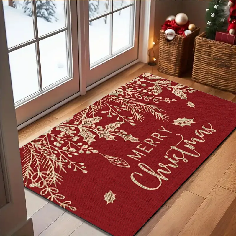

Christmas doormat, made of flannel, washable, Christmas decorative entrance mat, suitable for rooms and bathrooms