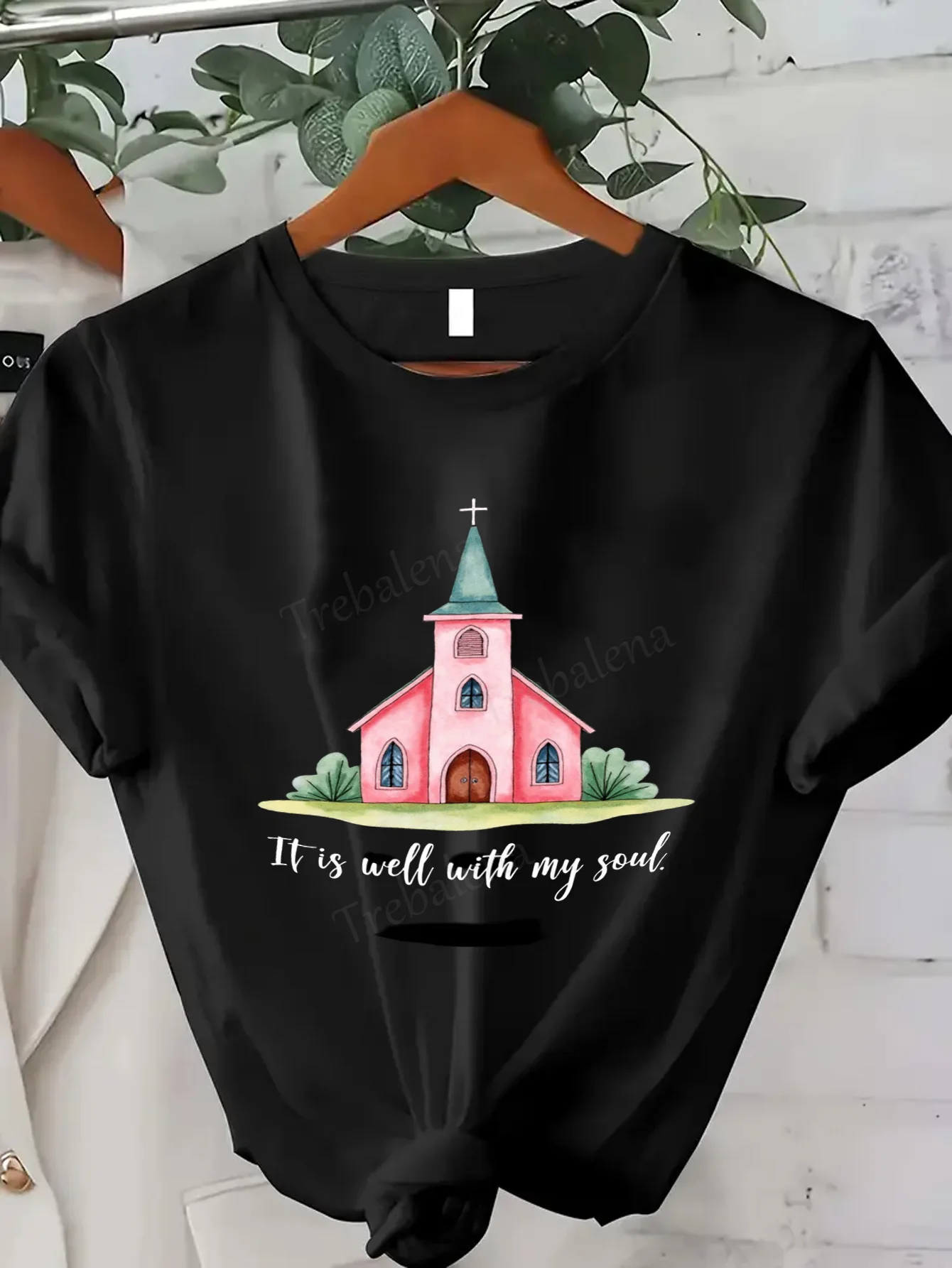 

Женская футболка Милая футболка с церковным принтом «It Is Well With My Soul»