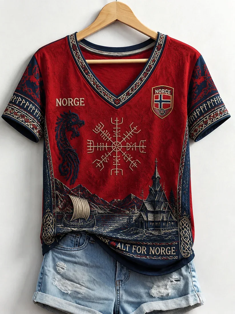 2027 Summer New Design Danish Men's Vintage Viking Style 3D Printed Sports Breathable Quick-Drying T-Shirt Family Style Shirt