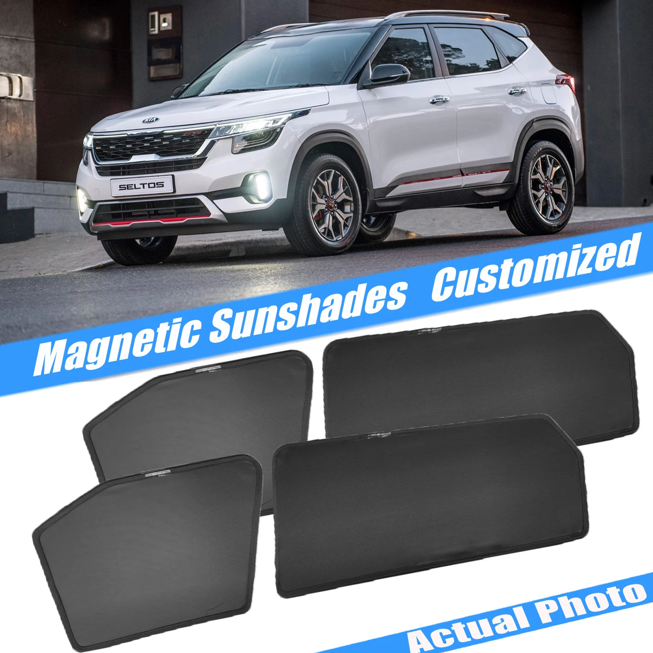 4PCs Magnetic Sun Shades For KIA Seltos KX3 2019 2020 2021 2022 2023 - 2024  Window Sunshades Car Curtain Mesh Auto Accessories