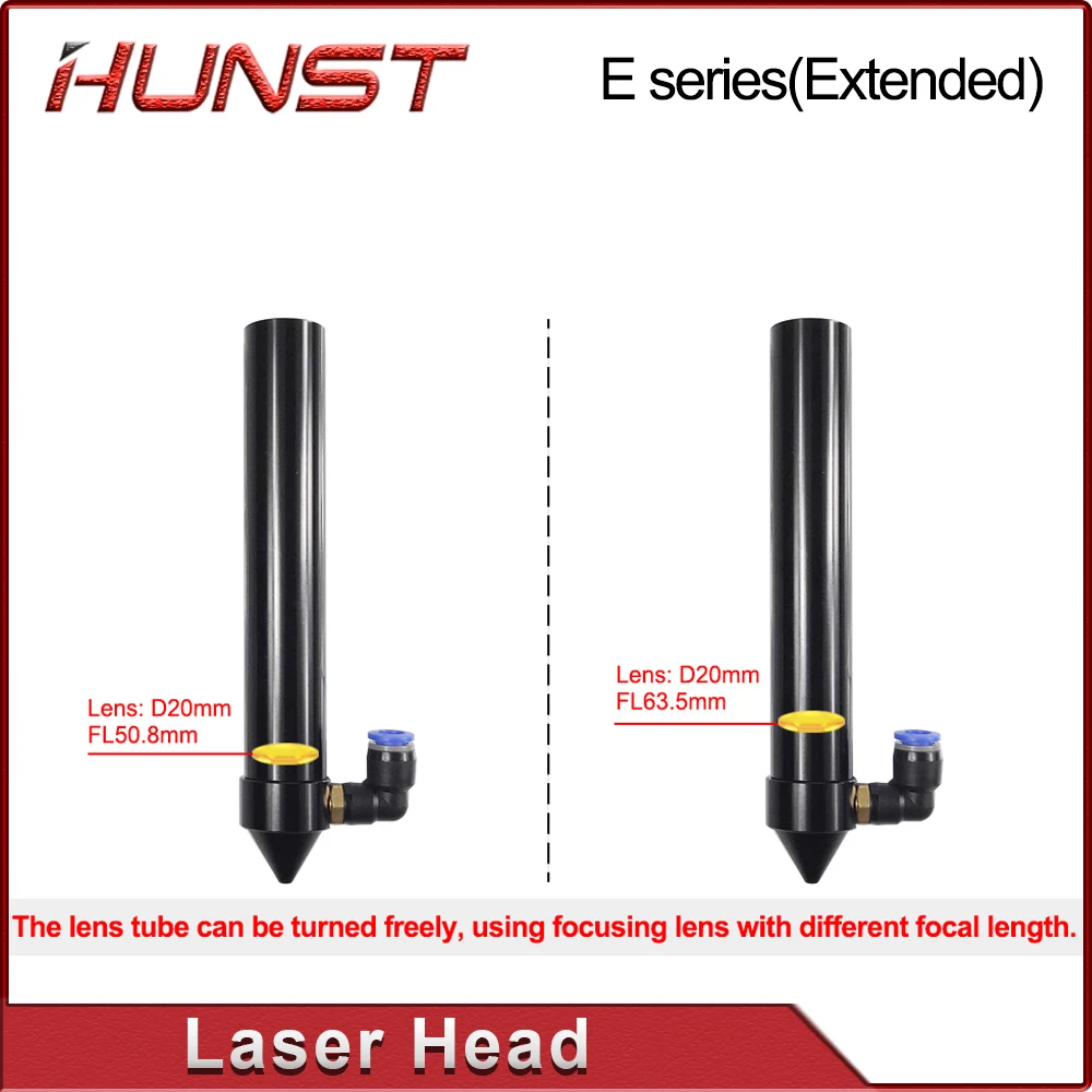 Hunst CO2 Laser Head E Series (ممتد) للعدسة D20MM FL50.8 و63.5 مرآة 25 مم لآلة النقش والقطع بالليزر.