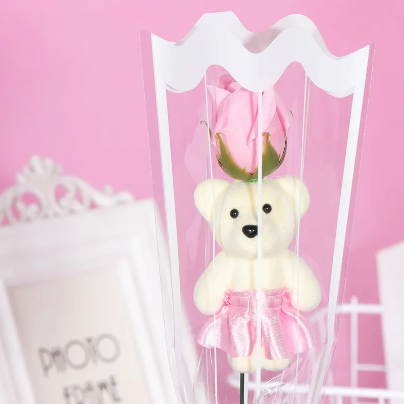 1/3/5Pcs Rose Bear Artificial Flowers Bouquet for Valentine's Day DIY Gift Ornament Wedding Decoration Party Supplies Home Decor 6