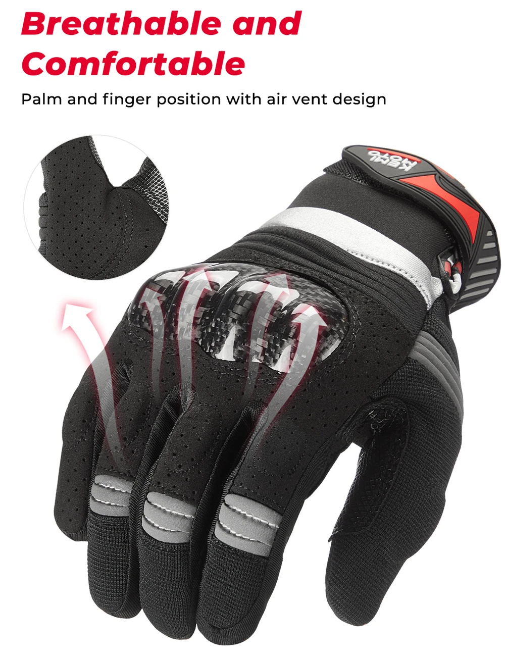 KEMiMOTO Motorradhandschuhe CE Sommer Atmungsaktive Rennhandschuhe Kohlefaser Leder Touchscreen Luvas Motocross Schutzausrüstung