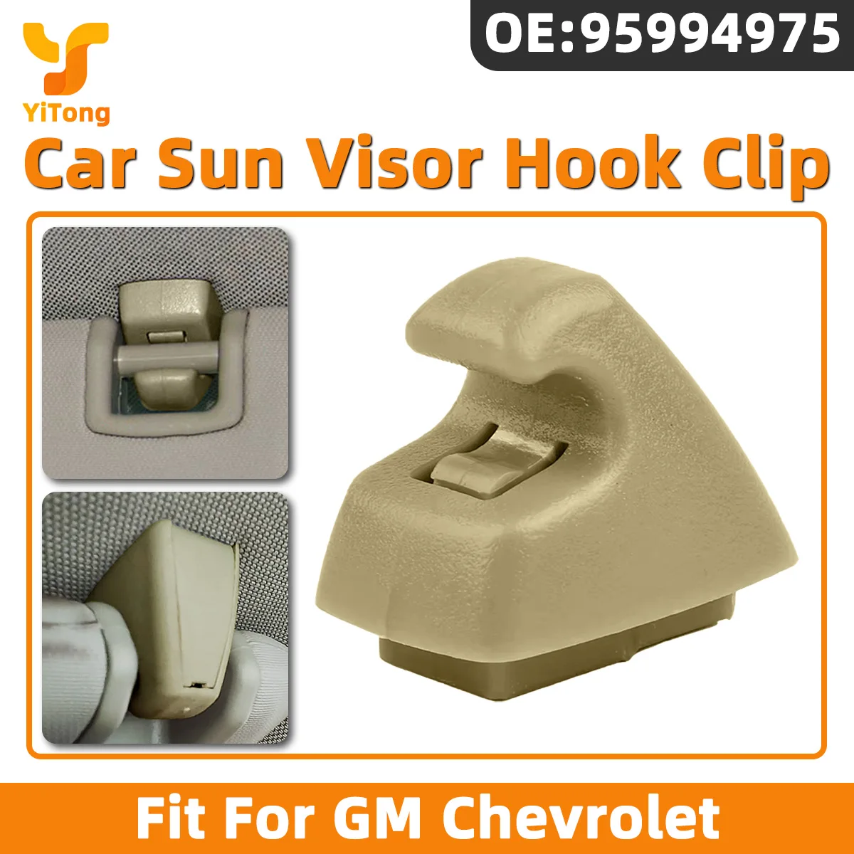 Yitong 2PCS Car Sun Visor Hook Clip Beige Replacement Compatible With GM Sierra Yukon Chevrolet Opel Cruze Sonic Spark,95994975