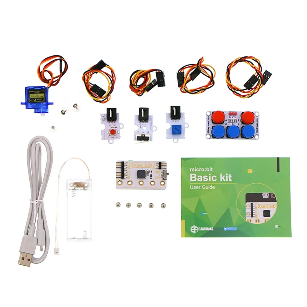 마이크로 비트 기본 키트, LED 모듈 크래시 센서 전위차계 서보 스타터 키트, 마이크로 비트 보드 없음, DIY 초보자 프로그램