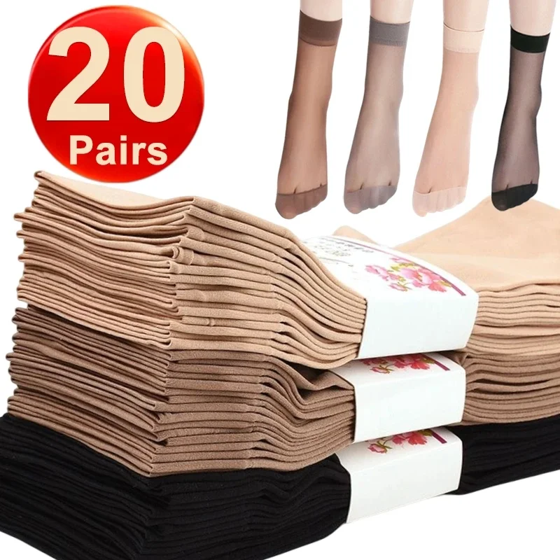 

10/20pairs Transparent Crystal Invisible Socks Women Sexy Ultra-thin Breathable Elastic Short Silk Socks Ladies Ankle Socks