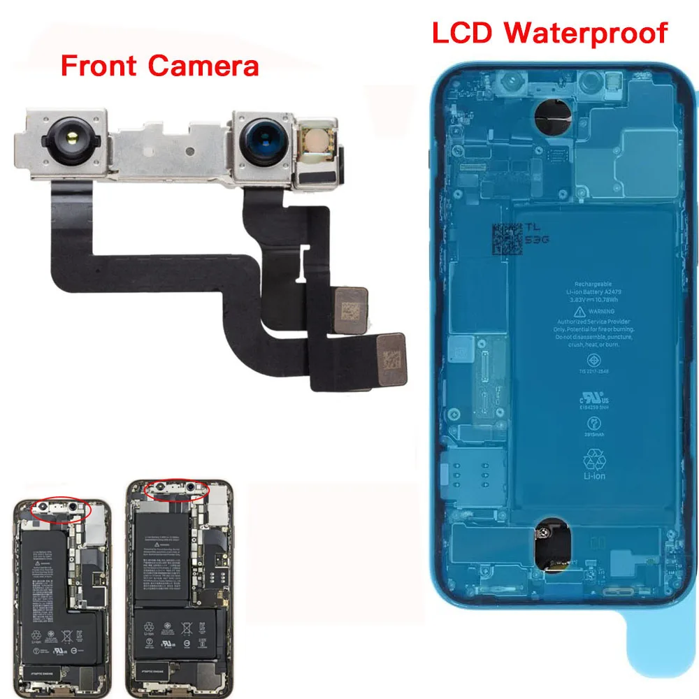 Front Facing Camera Replacement For iPhone  X XR XS 11 12 Mini Pro Max Selfie Camera With Waterproof TapeFlex Cable NO Face ID