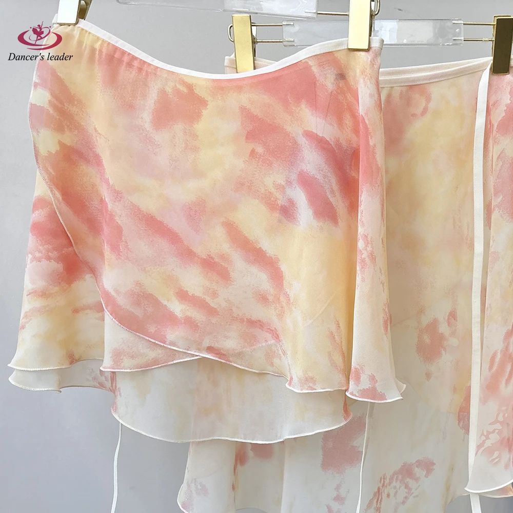 

Балетная юбка для женщин, танцевальная юбка с градиентом от желтого до оранжевого, на шнуровке, комбинезон для взрослых, мини-юбка для тренировок для девочек