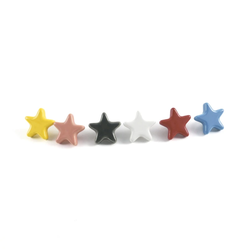 Five-star Ceramic Pull Handle - Cute Furniture Cabinet Door Handle Star-shaped Children's Bedroom Drawer Five-pointed Star