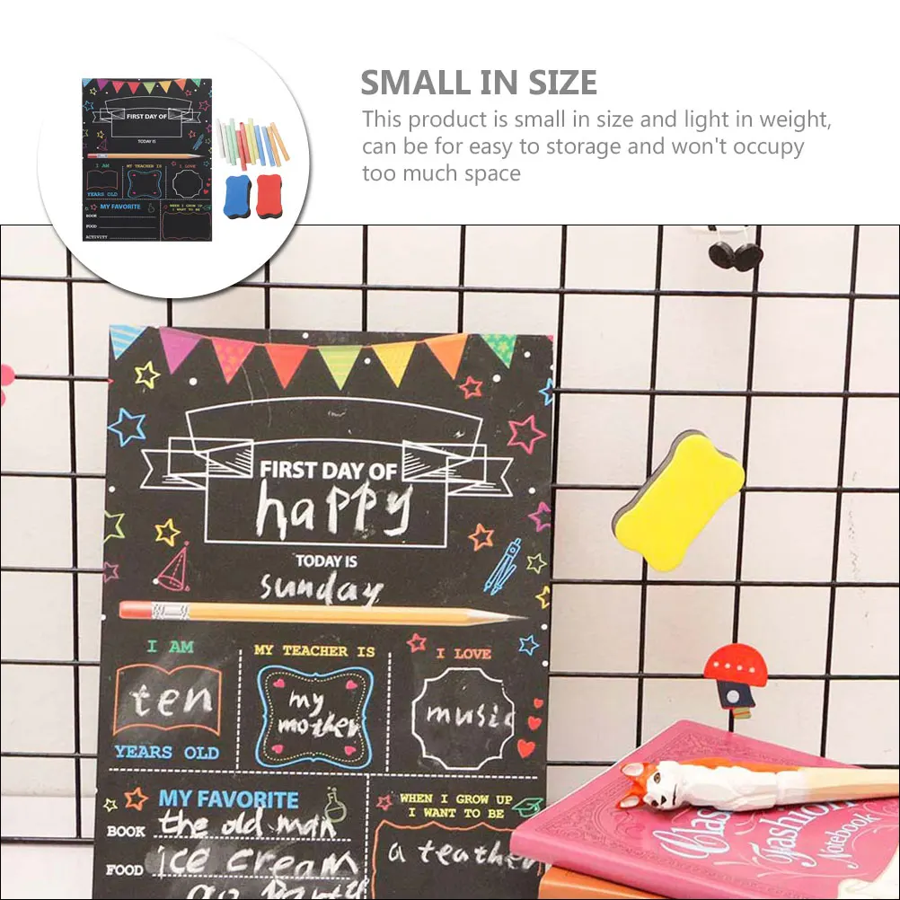 1Set Double-Sided Blackboard Hanging School Sign Small Lightweight Chalkboard for First Day Kindergarten Preschool Classroom