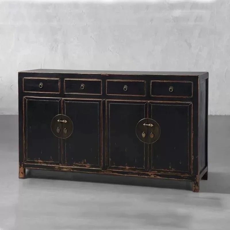 

New Chinese-style solid wood dining side cabinet antique and old storage tea cabinet entrance decorative cabinet retro