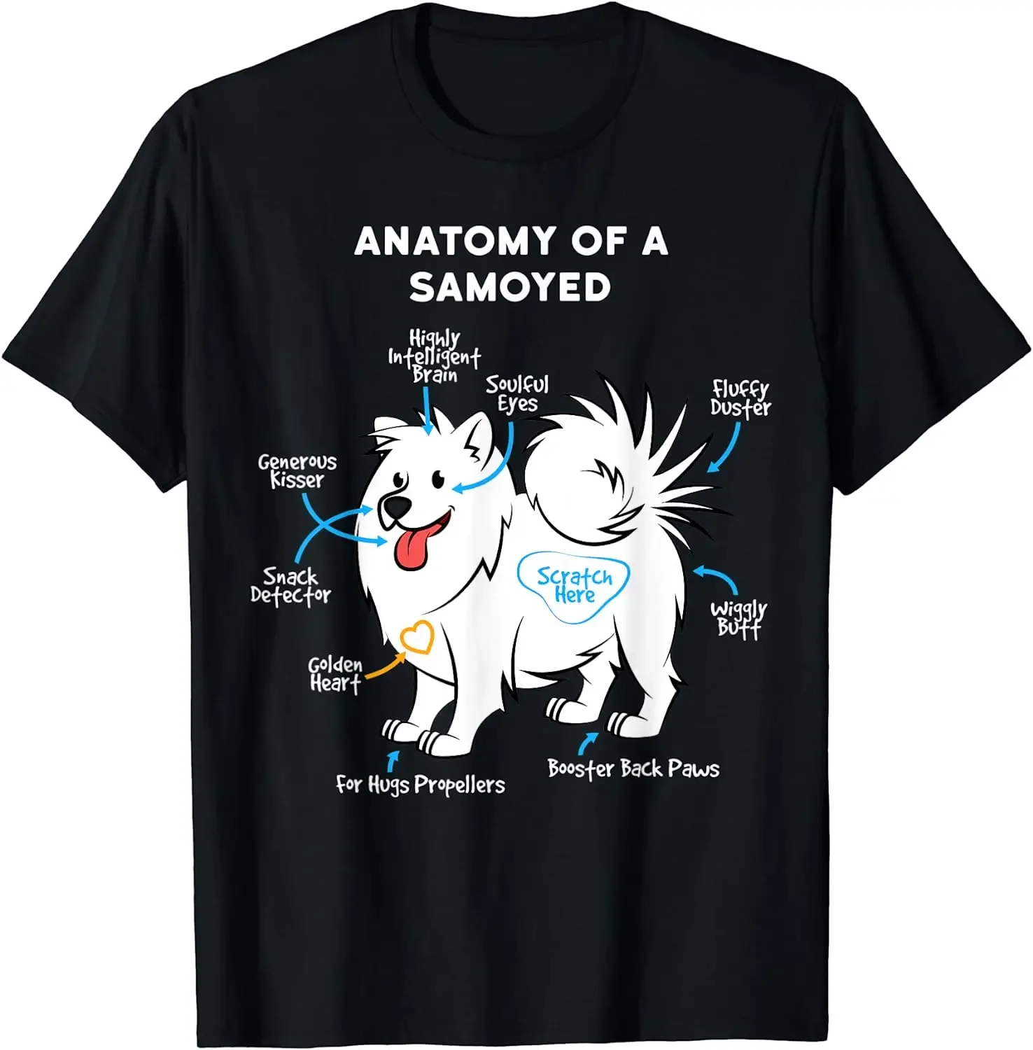 Streetwear Casual Cotton Daily Four Seasons Tees Anatomy of A Samoyed Funny Dog Master Mistress T-Shirt Graphic T Shirts Outfits