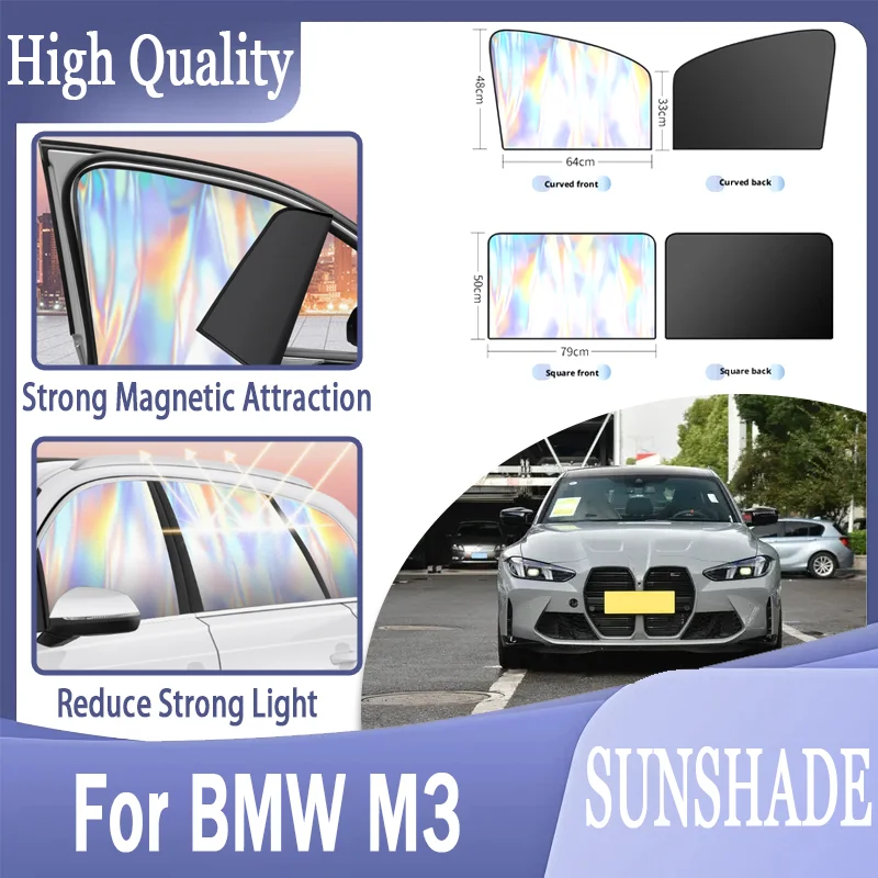 For BMW M3, Magnetic Sun Visor Laser Reflective Shade, Blocks UV & Heat, Strong Magnet, Keeps Cabin Cool & Private.