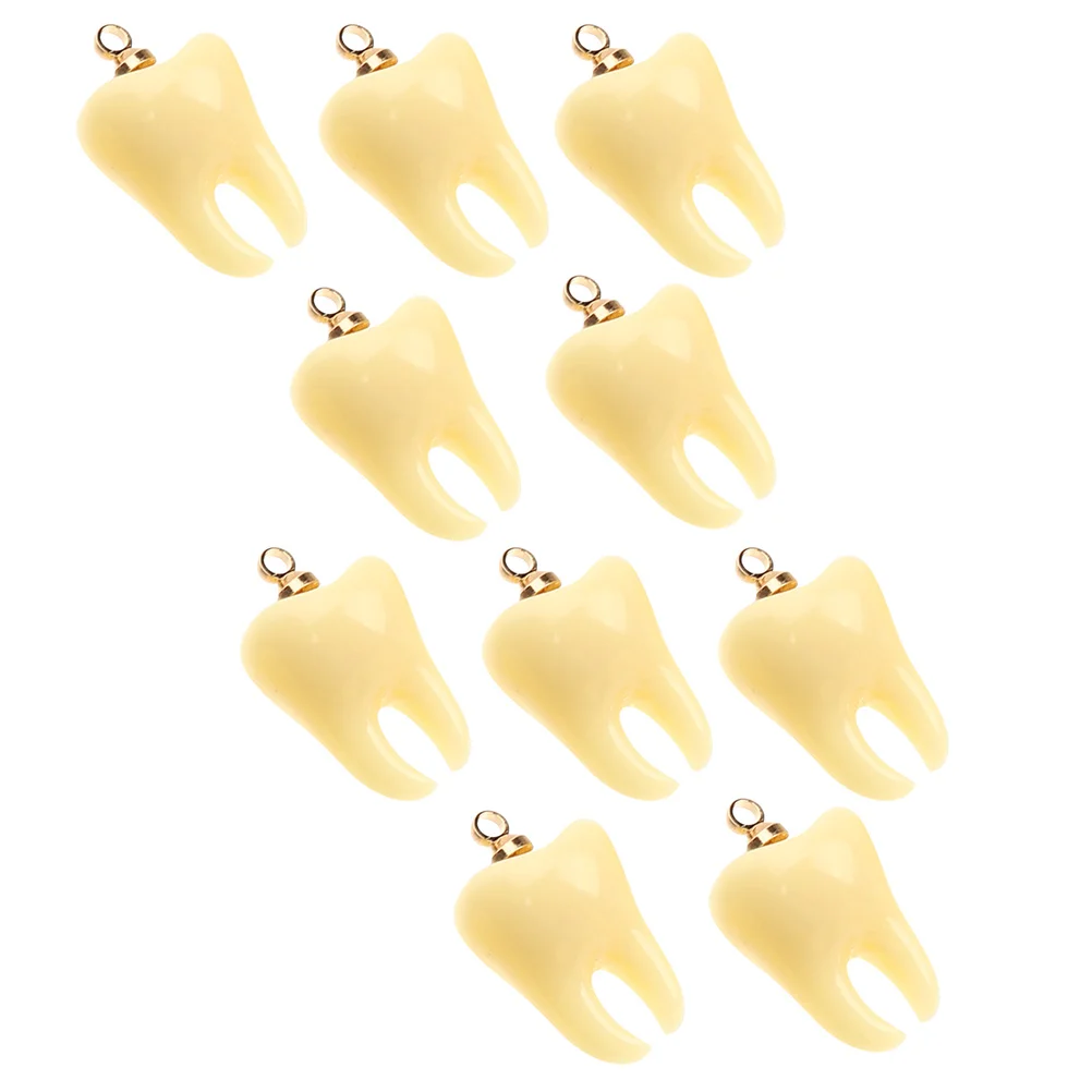 10 Pcs Gold Filled Earrings Tooth Shape Pendant Novelty Teeth Charms for DIY Resin Small Pendants Yellow Jewelry Making