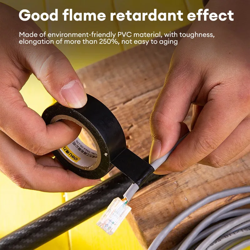 Deli 1Pcs 10m/20m Electrical Tape PVC Electrical Flame Retardant Insulation Waterproof Tape Pressure Resistant Electrical Tape image 2