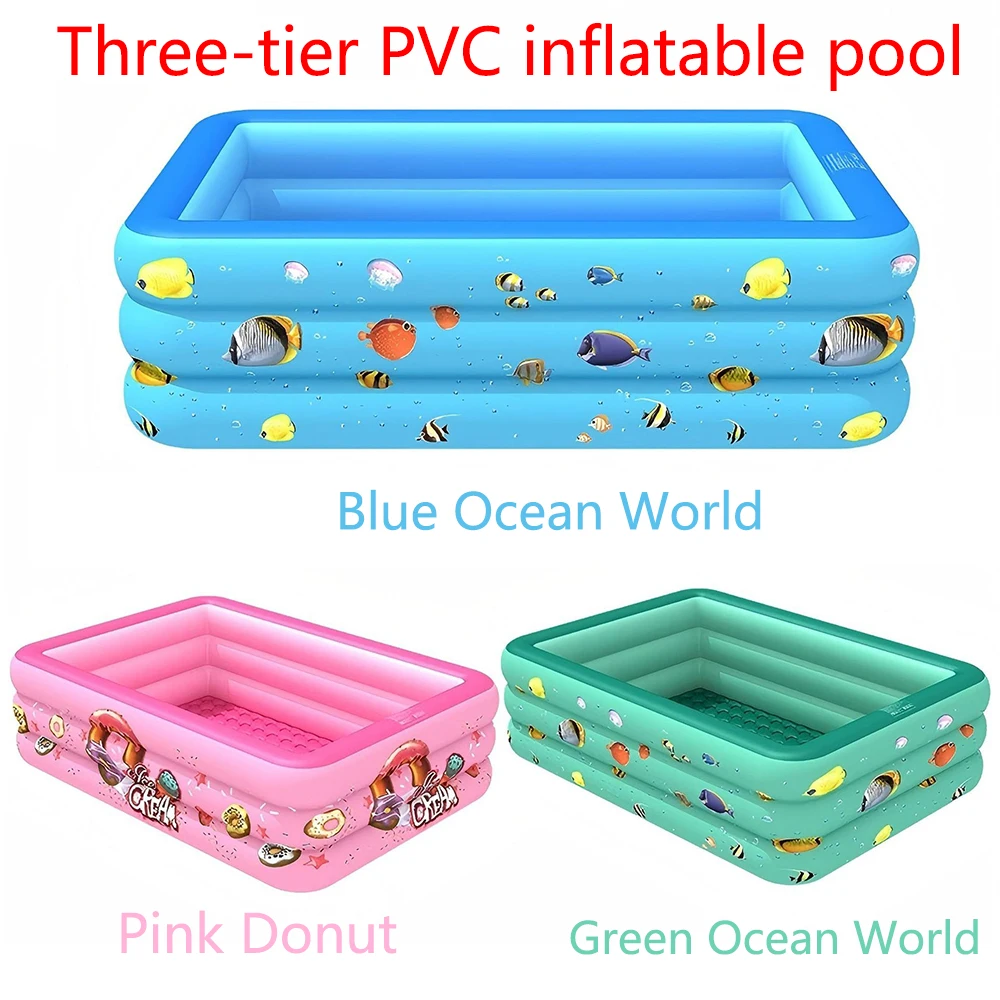 Inflatable PVC Swimming Pool for Adults Kids Family Outdoor Indoor Square Pool 3 Layer Thickened Summer Backyard Water Pool