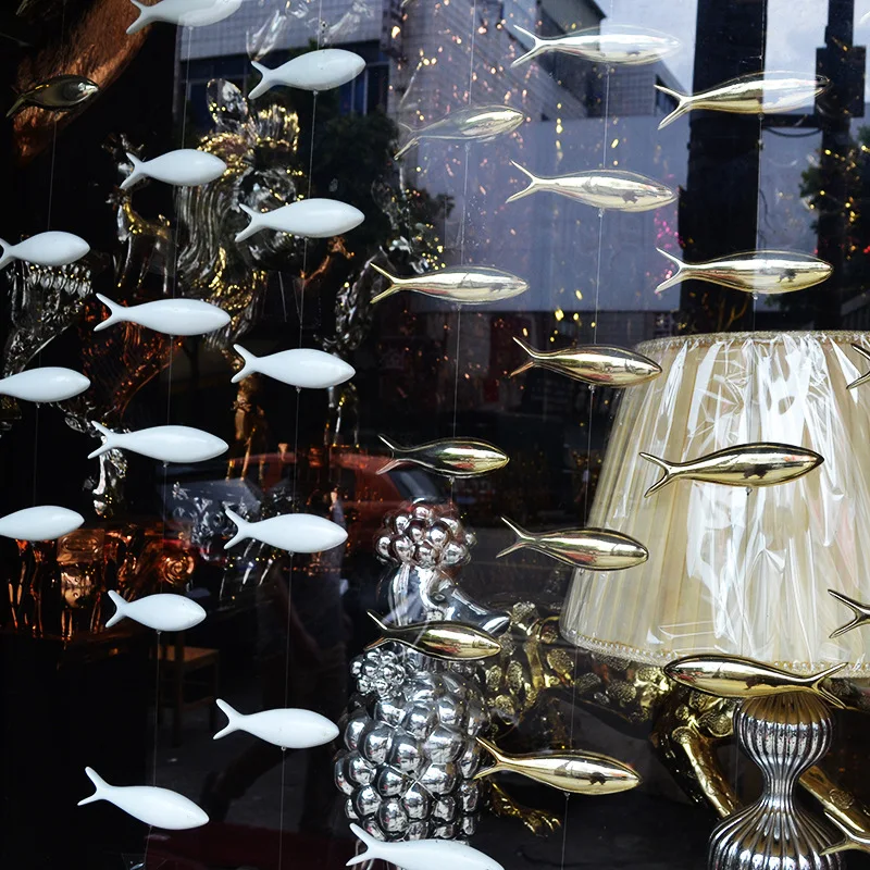 Ceiling Pendant Hotel Lobby Modern Home Decoration Fish Interior Creative Air Pendant ABS Electroplating Small Fish