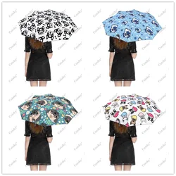 French Bulldog Pattern Wo Folding Umbrella Windproof Sunscreen  UV Protection Fashion Portable Gift Travel Outdoor Umbrellas