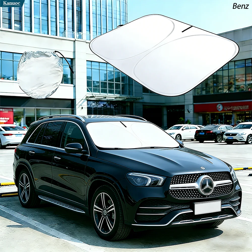 

Windshield Sun Shade For Mercedes Benz GLE 350 450 W166 W167 2014-2026 Car Sunshade Sun Visor Protector Foldable Blocks UV Rays