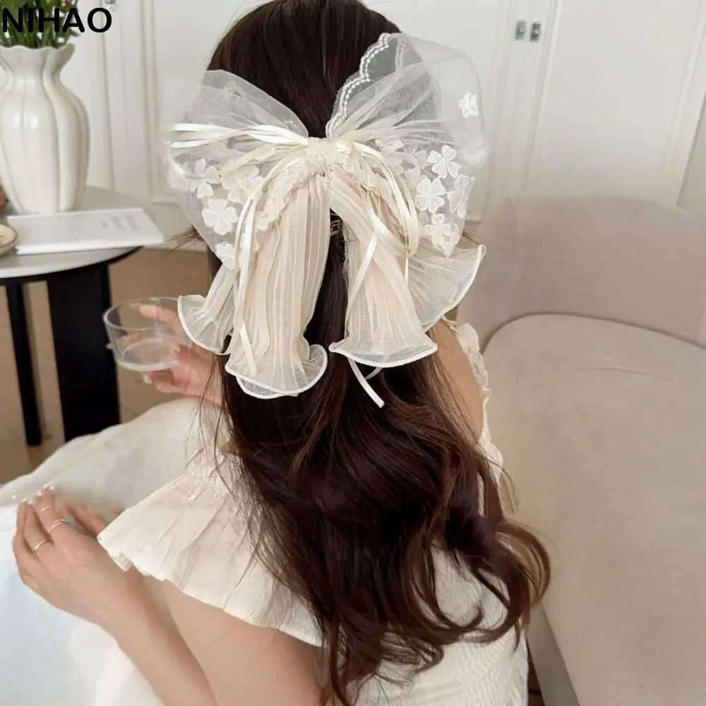 

Fashion Grab Clip Bow Ribbon Hair Claw Floral Polka Dot Chiffon Bowknot Hair Clip Ponytail Clip Butterfly Flower Hairpin Girls