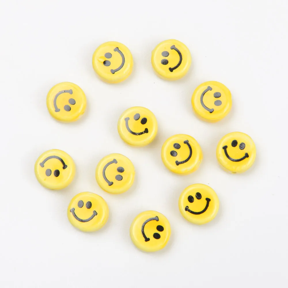 20pcs 8/10mm Ceramics Smiling Face Beads Septal Bead for Jewelry Making Bracelet DIY Handmade Beaded Necklace Accessories