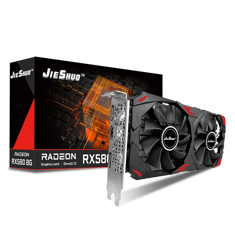 JIESHUO 100% brand new RX580 Graphics Cards AMD RX 580 8G For GDDR5 GPUVideo Card RX 580 8GB 256Bit 2048SP Computer VGA 580 RX