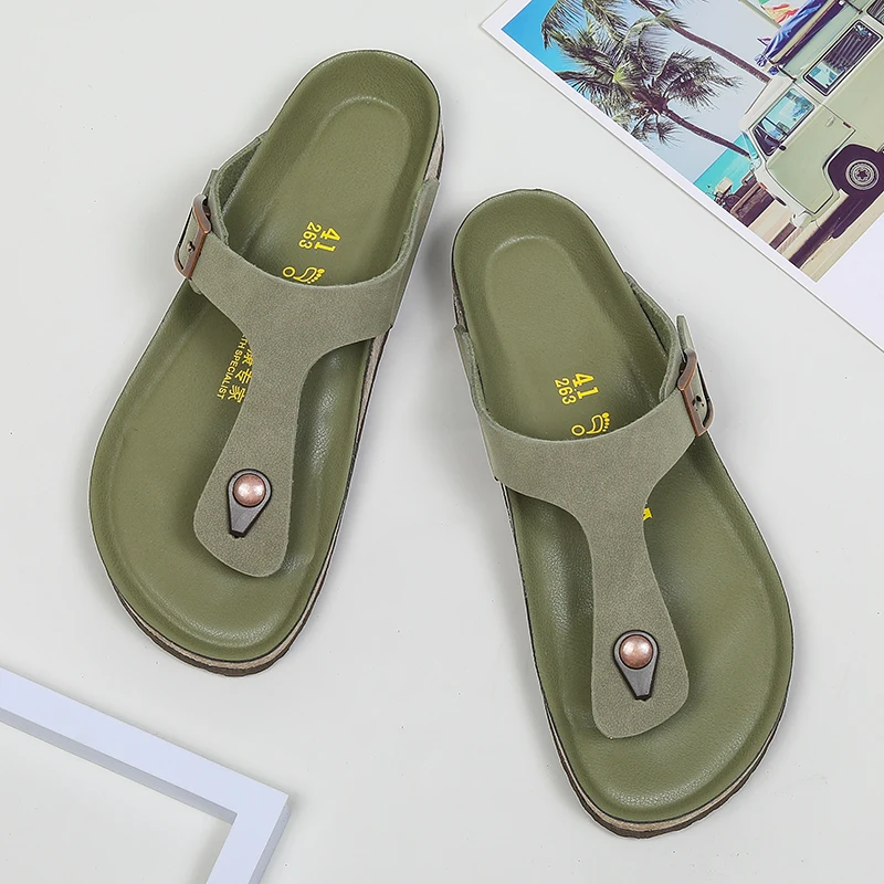 

2026 Men Women Clogs Cork Slippers With Arch Support Outdoor Beach Slides Sandals Microfiber Leather Casual Sandal Beach Shoes