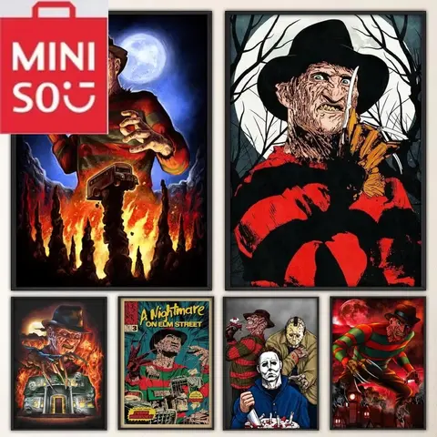 MINISO 영화 K-Krueger F-Freddy 공포 포스터 거실 바를위한 멋진 다이아몬드 벽 빈티지 장식 다이아몬드 그림 중간