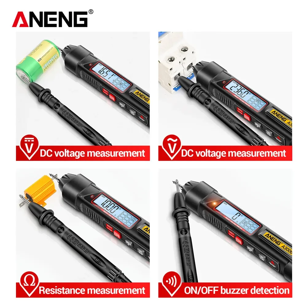 ANENG A3006 Multimeter Digital 4000 Counts Professional  AC/DC Voltage Tester Ohm  Multifunctional Pen Type High Precision Tools