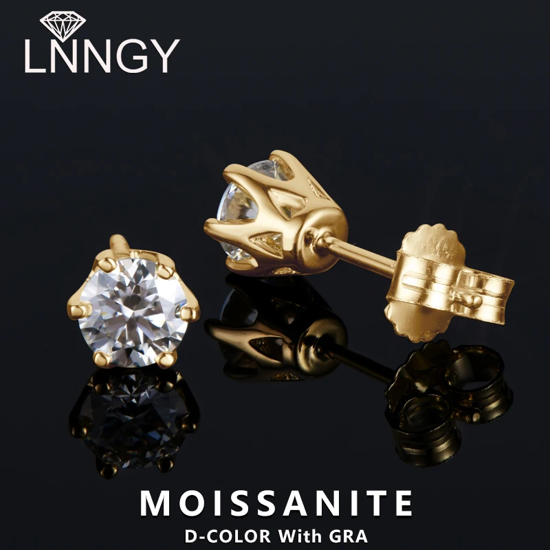 

Lnngy GRA Certified 5mm Moissanite Earring for Women 925 Sterling Silver Six Claws Stud Earrings 2025 Trend Daily Jewelry Gift