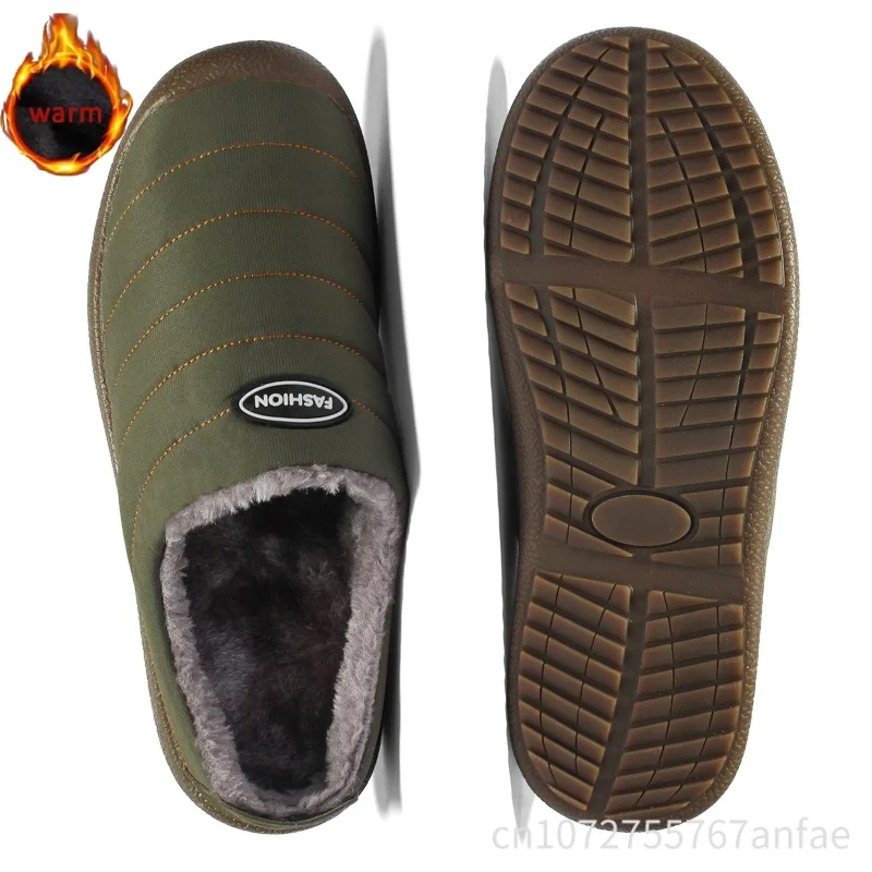 

Winter Men's Womens Home Thick Plush Slippers Indoor Cotton Slides Couple Casual Half Slippers Bedroom Men's Shoes House Slipper