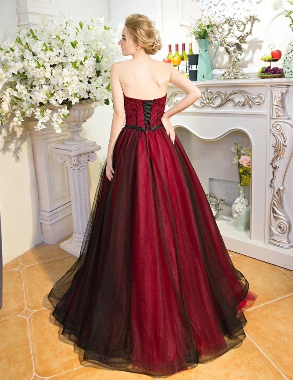 Exquisite schwarz rot gotische a-line Brautkleider träger lose funkelnde Perle nicht weiß Vintage bunte Brautkleider Robe de Mariee