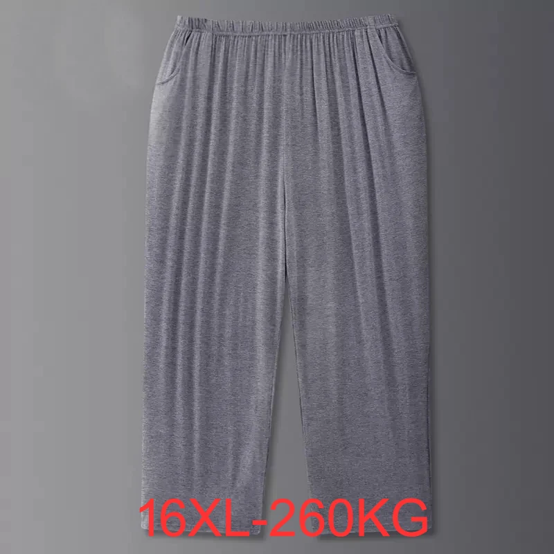 Men High Elastic Casual Pants 15XL 16XL New summer modal casual home pants new large size men's super soft pants big 210-260KG