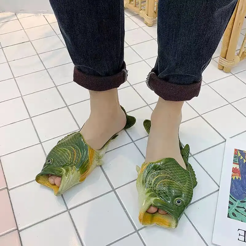 

Unisex girls summer beach fish sandals woman soft eva flipflops designer open toe animal fish slippers plus size couples clogs