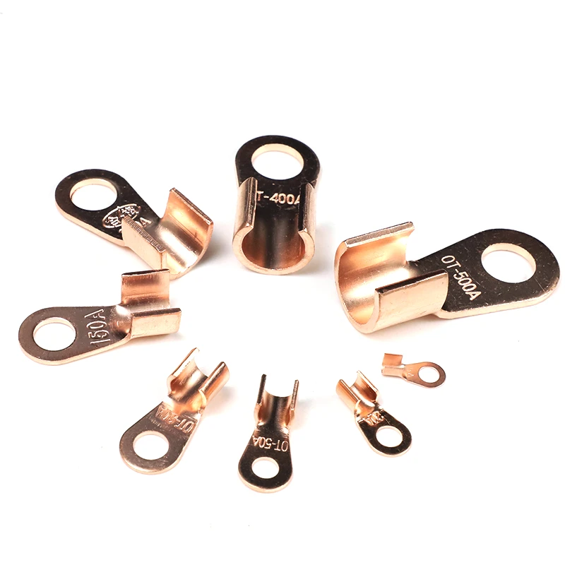 10/50PCS Copper OT Terminal Non-Insulated Wire Connector Bare Electrical Cable Terminals Lug Battery Ring Crimp Terminal 10-100A
