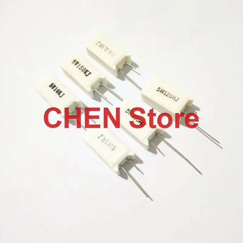 

50PCS Vertical Cement Resistor 5W0.1R 0.15R 0.18R 0.2R 0.5R 0.68R 1R 1.2R 1.5R 2R 3R 3.3R 7.5R 8.2R 9.1R 10R 12R 13R 15R 16R