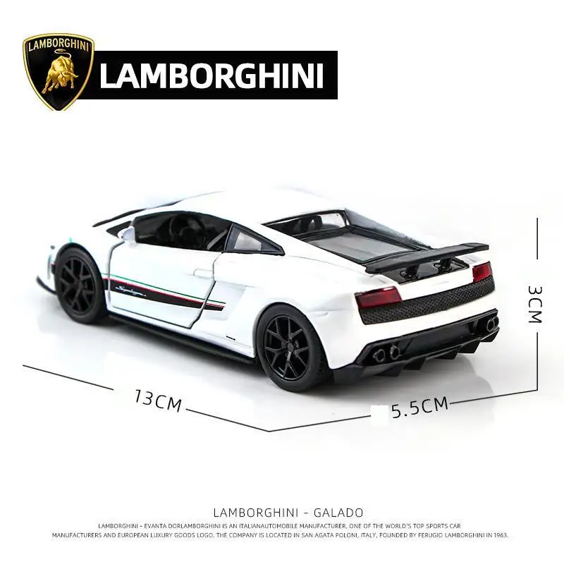 1/36 Lamborghini Super Sport Toy Car Model For Children RMZ CiTY Diecast Metal Miniature Pull Back Collection Gift Kid Boys