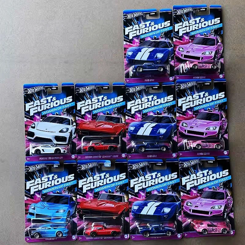 5 Pack Original Hot Wheels Fast and Furious HNR88 D Case Miniature Car Hotwheels Gatos Posche 1/64 Hotweheels Car Model Hoteelws