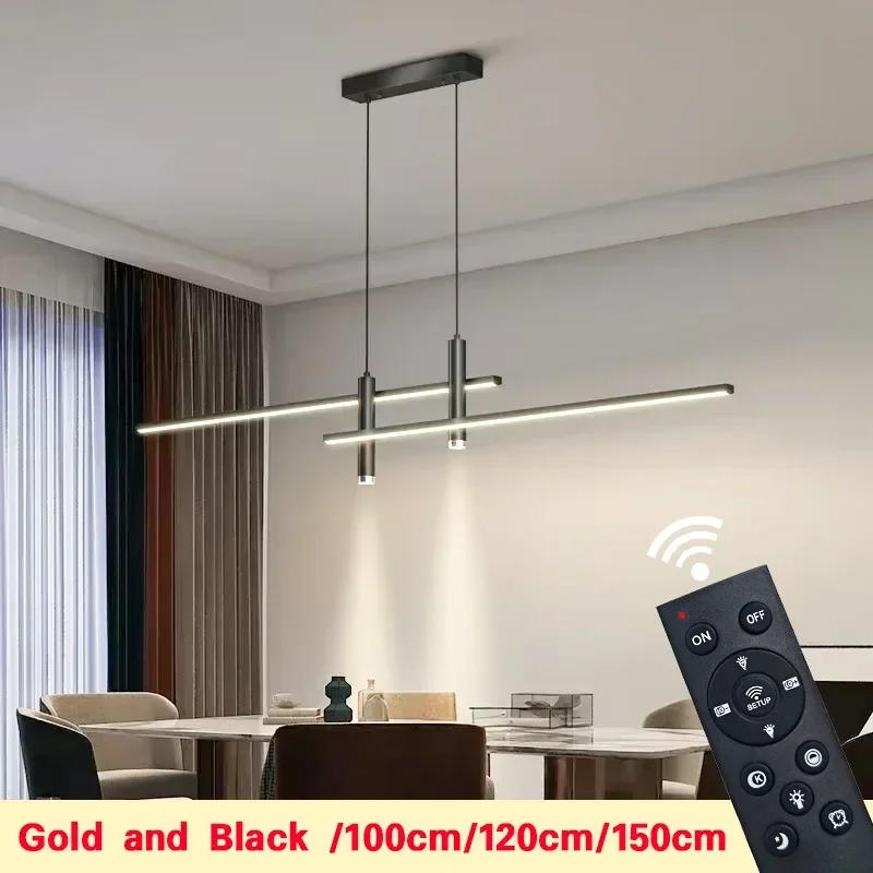 

LED Pendant Light Restaurant Hanging Lamp Smart Remote Control Color Temperature Brightness Living Room Chandelier Deco Lighting